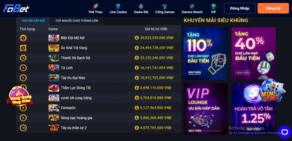 Chương Trình Hoàn Trả Tiền Cược